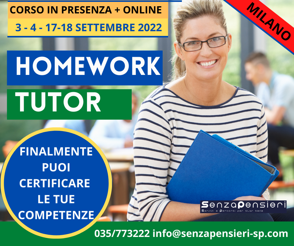 CORSO HOMEWORK TUTOR – CERTIFICAZIONE DELLE COMPETENZE – Sede di Milano
