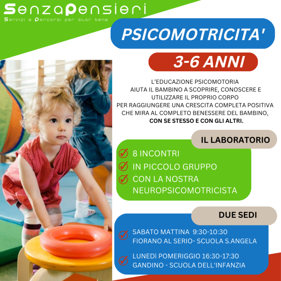 Laboratori di Psicomotricità di gruppo 3-6 anni a Fiorano e Gandino